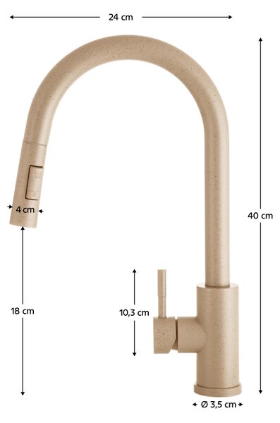 KONDELA Kuchyňská baterie se sprškou, béžová, TARUMA