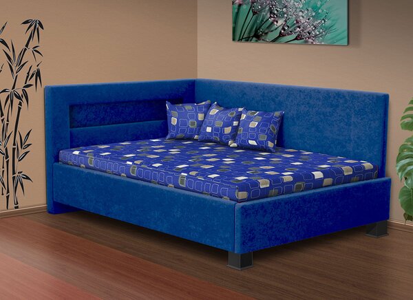 Čalouněná postel Mia Robin 120matrace Orthopedy maxi 19 cm, Barva postele: modrá, Úložný prostor: bez úložného prostoru