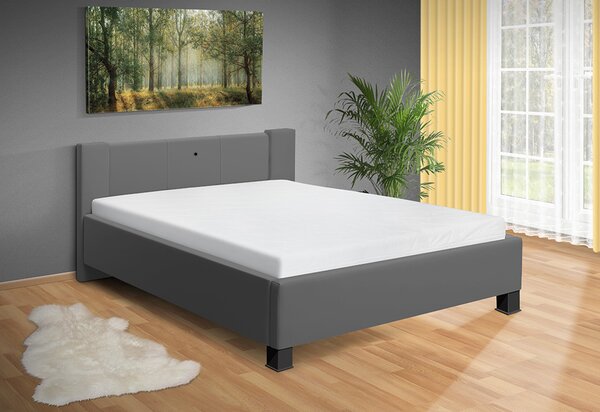 Postel Luna 120x200 cm s LED světlybez matrace, Barva postele: eko šedá, Úložný prostor: s úložným prostorem