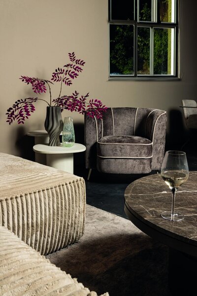 PTMD Collection John Grey fauteuil Afrodita 7 mocco béžových pruhů