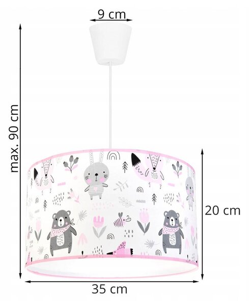 Light Home Dětské závěsné svítidlo DAISY, 1x textilní stínítko se vzorem, (fi 35cm)