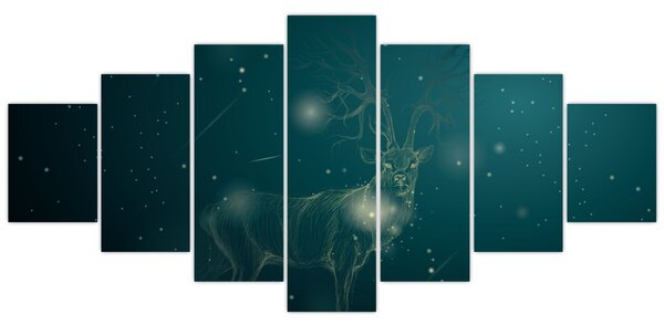Obraz - Magický jelen v noci (210x100 cm)