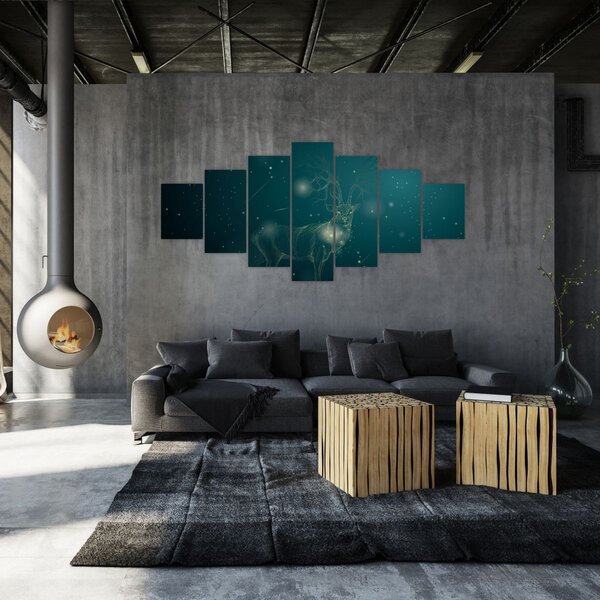 Obraz - Magický jelen v noci (210x100 cm)