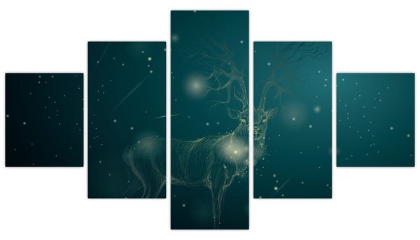 Obraz - Magický jelen v noci (125x70 cm)