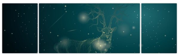 Obraz - Magický jelen v noci (170x50 cm)