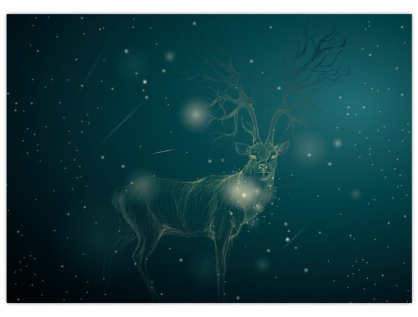 Obraz - Magický jelen v noci (70x50 cm)
