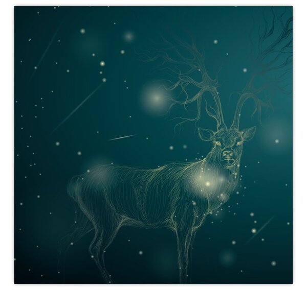 Obraz - Magický jelen v noci (30x30 cm)