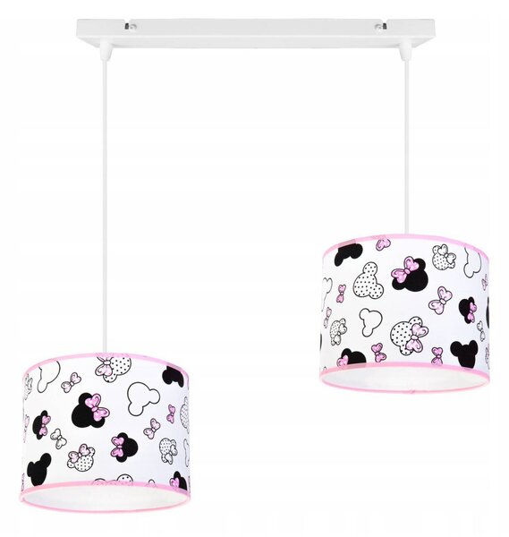 Dětské závěsné svítidlo Minnie, 2x textilní stínítko se vzorem