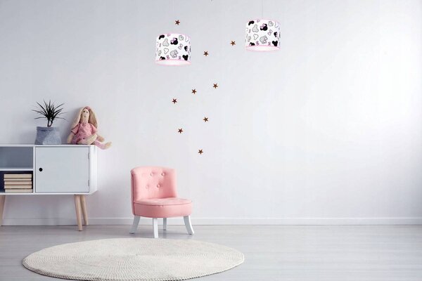 Dětské závěsné svítidlo Minnie, 2x textilní stínítko se vzorem