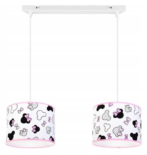 Dětské závěsné svítidlo Minnie, 2x textilní stínítko se vzorem