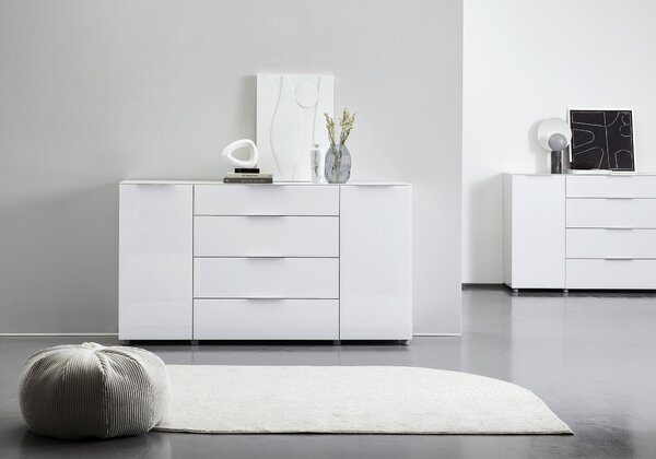 ŠIROKÁ KOMODA, vysoce lesklá bílá, 181/99,3/40 cm Voleo - Široké komody
