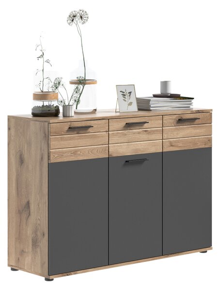 KOMODA, šedá, barvy dubu, 120/87/40 cm MID.YOU, Online Only