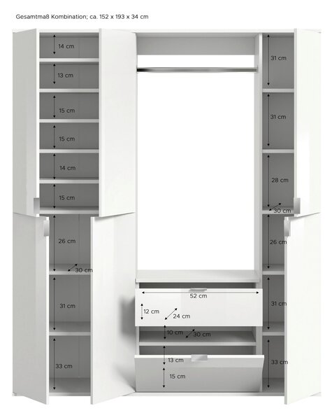 ŠATNA, 152/193/34 cm MID.YOU, Online Only
