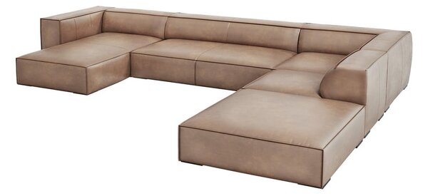Světle hnědá kožená rohová pohovka (pravý roh) Madame – Windsor & Co Sofas