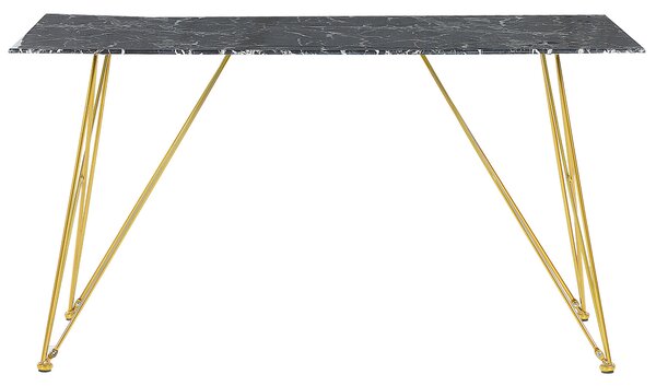 Jídelní stůl KENTON Černý mramor 140 cm 80 cm Bezpečnostní sklo