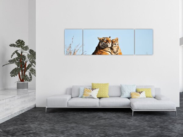 Obraz - Tygřice a její mládě (170x50 cm)