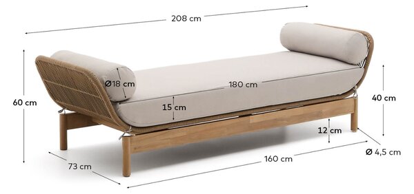 Kave Home Zahradní lenoška Catalina 208 cm