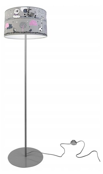 Dětská podlahová lampa LADYBIRD, 1x textilní stínítko se vzorem, (výběr ze 2 barev konstrukce), O