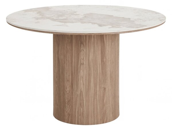 Athens jídelní stůl, keramický, bílý/dark brown, Ø120×76 cm – House Nordic