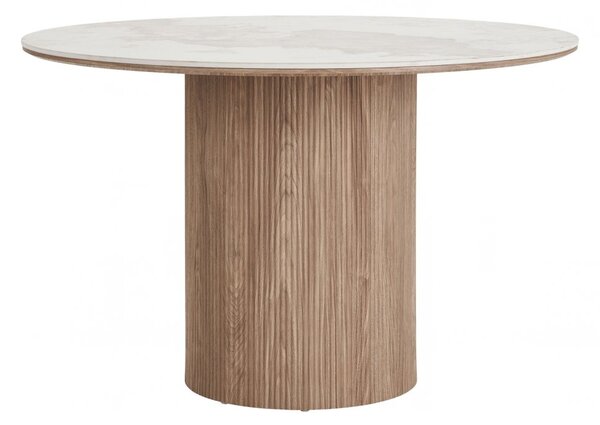 Athens jídelní stůl, keramický, bílý/dark brown, Ø120×76 cm – House Nordic