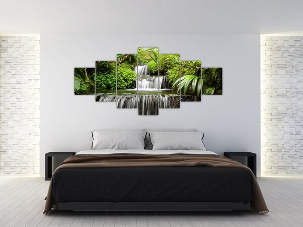 Obraz - Vodopád v deštném lese (210x100 cm)