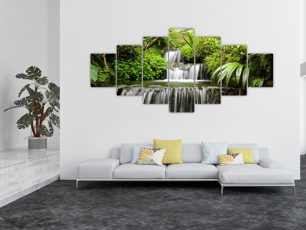 Obraz - Vodopád v deštném lese (210x100 cm)