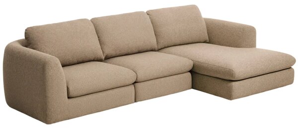 Kave Home Hnědá čalouněná rohová pohovka Vera 322 cm, pravá