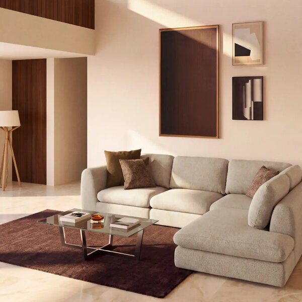 Kave Home Béžová čalouněná rohová pohovka Vera 330 cm, levá