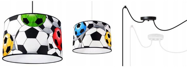 Dětské závěsné svítidlo Soccer Spider, 2x textilní stínítko se vzorem, (výběr ze 2 barev konstrukce)