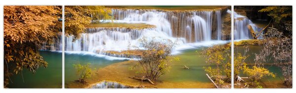 Obraz - Vodopády Huay Mae Khamin, Thajsko (170x50 cm)