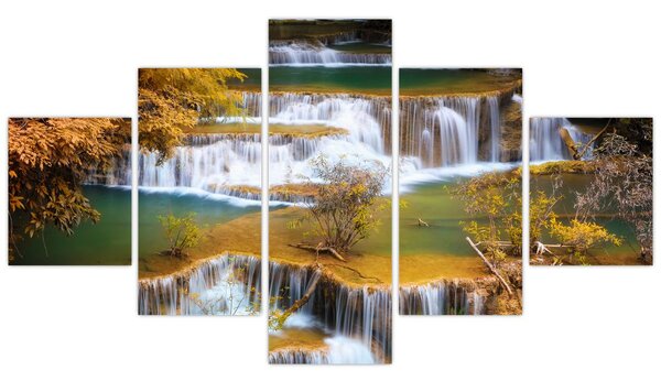 Obraz - Vodopády Huay Mae Khamin, Thajsko (125x70 cm)