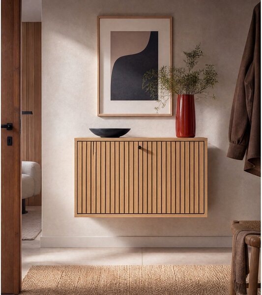 Výklopný botník v dekoru dubu v přírodní barvě 72x43x17 cm Albany – Actona
