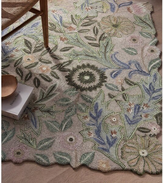 Zelený ručně tkaný vlněný koberec 120x170 cm Bryony Shaped Floral – Flair Rugs