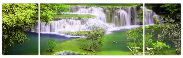 Obraz - Vodopády Huay Mae Khamin, Kanchanaburi, Thajsko (170x50 cm)