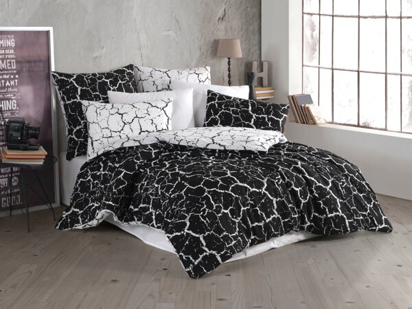 Povlečení bavlna Misty Black 140x220/70x90 cm