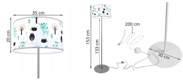 Dětská stojací lampa Bambi, 1x textilní stínítko se vzorem, (výběr ze 2 barev konstrukce), o