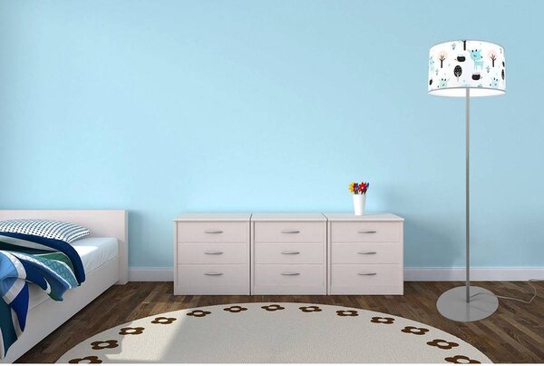Dětská stojací lampa Bambi, 1x textilní stínítko se vzorem, (výběr ze 2 barev konstrukce), o