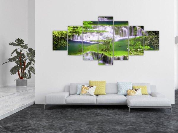 Obraz - Vodopády Huay Mae Khamin, Kanchanaburi, Thajsko (210x100 cm)