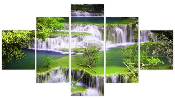 Obraz - Vodopády Huay Mae Khamin, Kanchanaburi, Thajsko (125x70 cm)