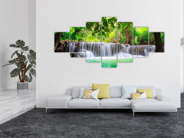 Obraz vodopádu v Kanchanaburi, Thajsko (210x100 cm)