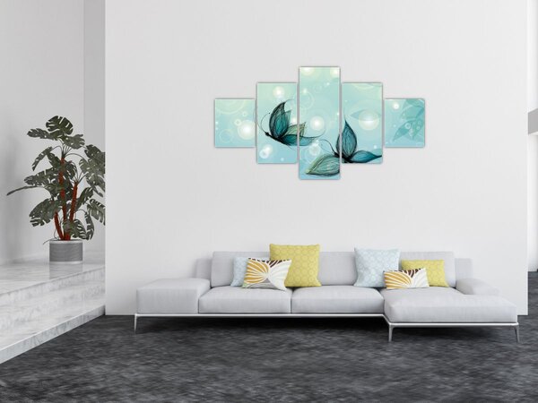 Obraz - Modří motýlci (125x70 cm)
