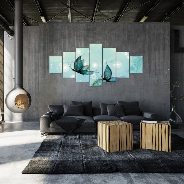 Obraz - Modří motýlci (210x100 cm)