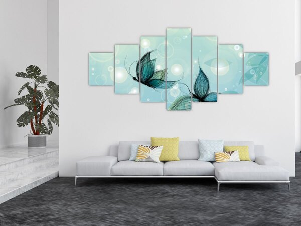 Obraz - Modří motýlci (210x100 cm)