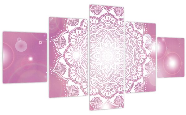 Obraz mandaly v růžovém pozadí (125x70 cm)
