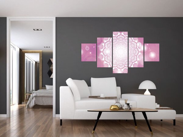 Obraz mandaly v růžovém pozadí (125x70 cm)