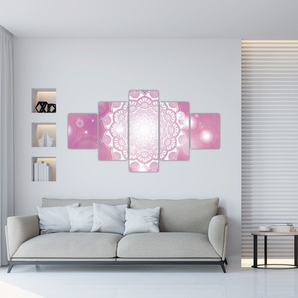 Obraz mandaly v růžovém pozadí (125x70 cm)