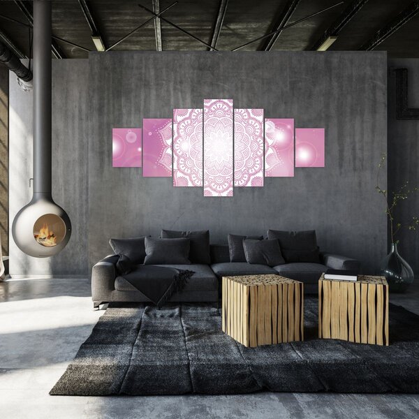 Obraz mandaly v růžovém pozadí (210x100 cm)