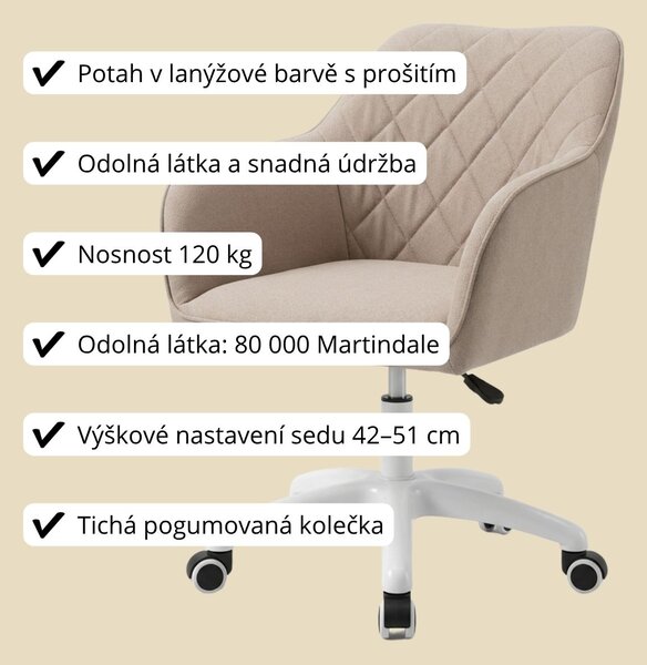 Vikio Pracovní křeslo lanýžová látka VKZ100L