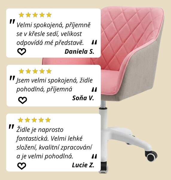 Vikio Pracovní křeslo růžová látka VKZ100RL