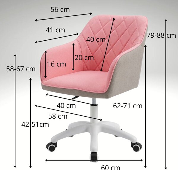 Vikio Pracovní křeslo růžová látka VKZ100RL